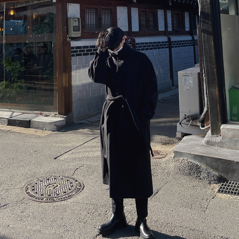 ASCLO Otoño e Invierno engrosada abrigo de lana estilo Coreano versátil de moda nueva cazadora suelta perezoso abrigo de lana de los hombres