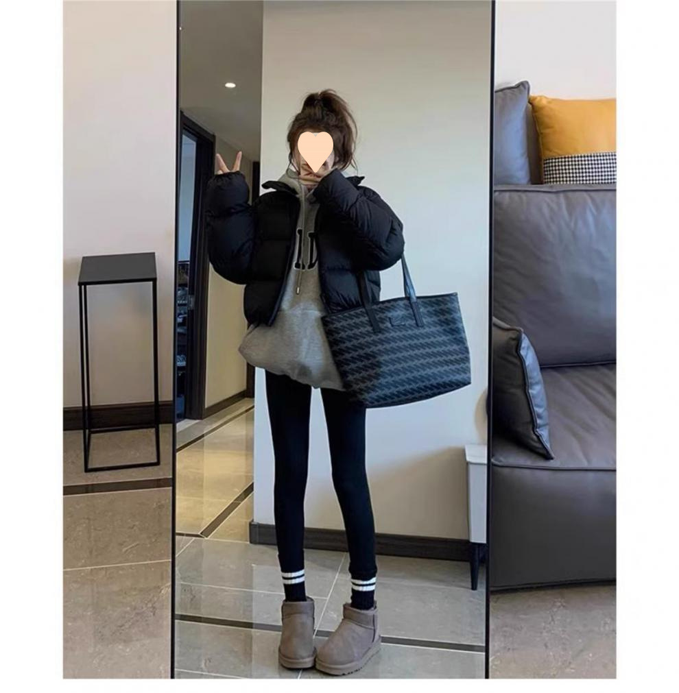 Korte dames donsjas met hoge taille in europese stijl gewatteerd_voghion.com