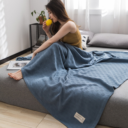 Manufacturer wholesale thickened solid color thread blanket cotton gauze towel quilt pure cotton blanket summer thin air conditioning blanket cover blanket