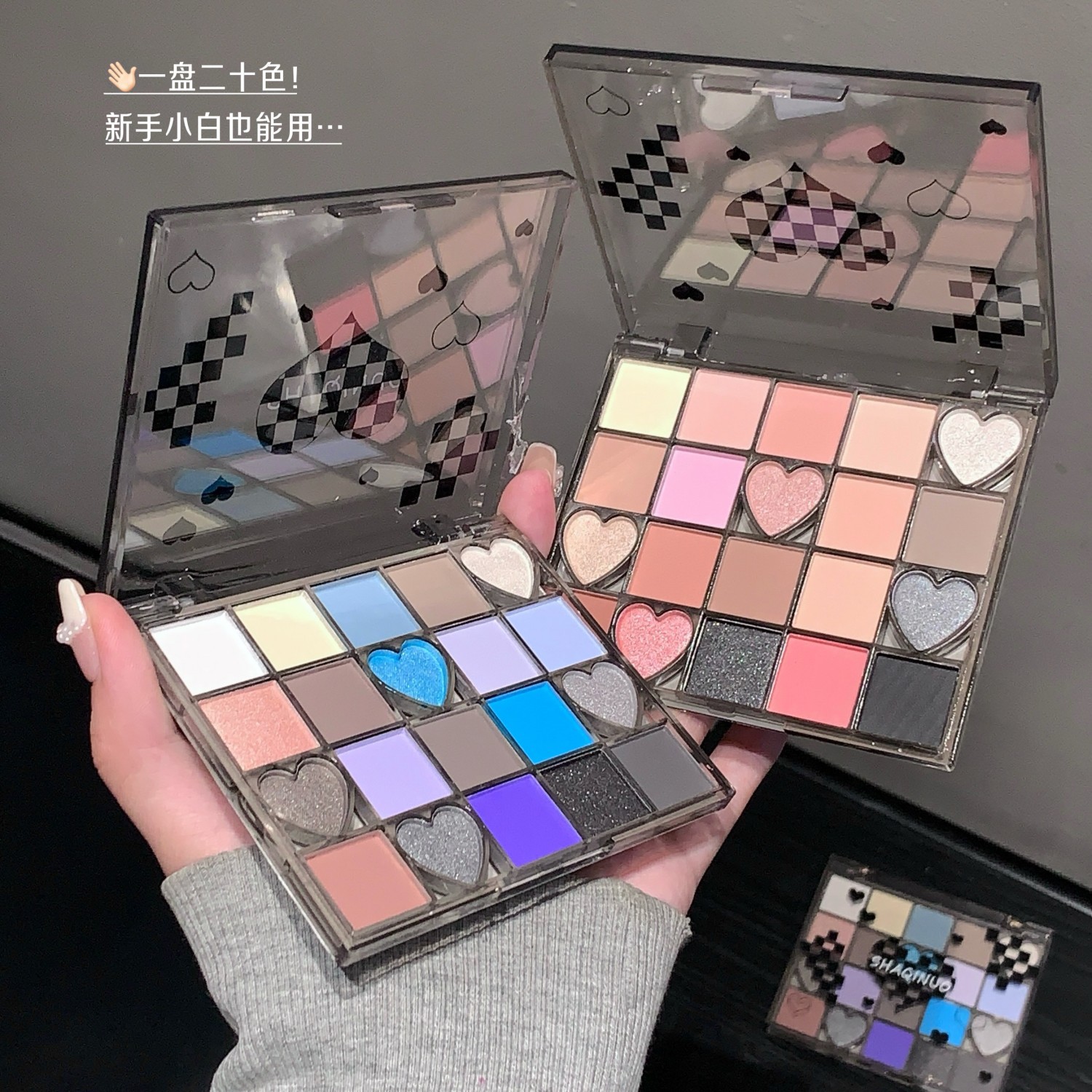 Shaqinuo Neon Heartbeat 20-Color Eyeshadow Palette Pearlescent Matte Glitter Sequins Earth-Toned Eyeshadow Smoky Eye Makeup