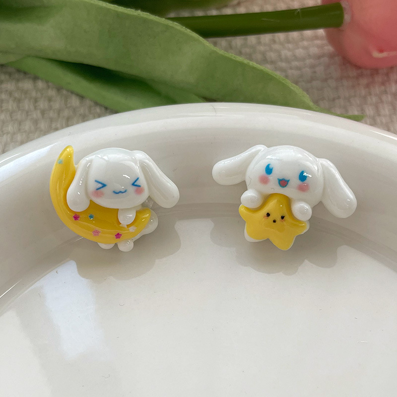 星星月亮玉桂狗飾品配件diy亮面卡通手工髮夾材料可愛手機殼配飾