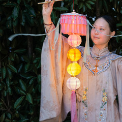 中秋节古风绛纱灯汉服道具手工diy自制材料包宫廷花灯手提灯笼