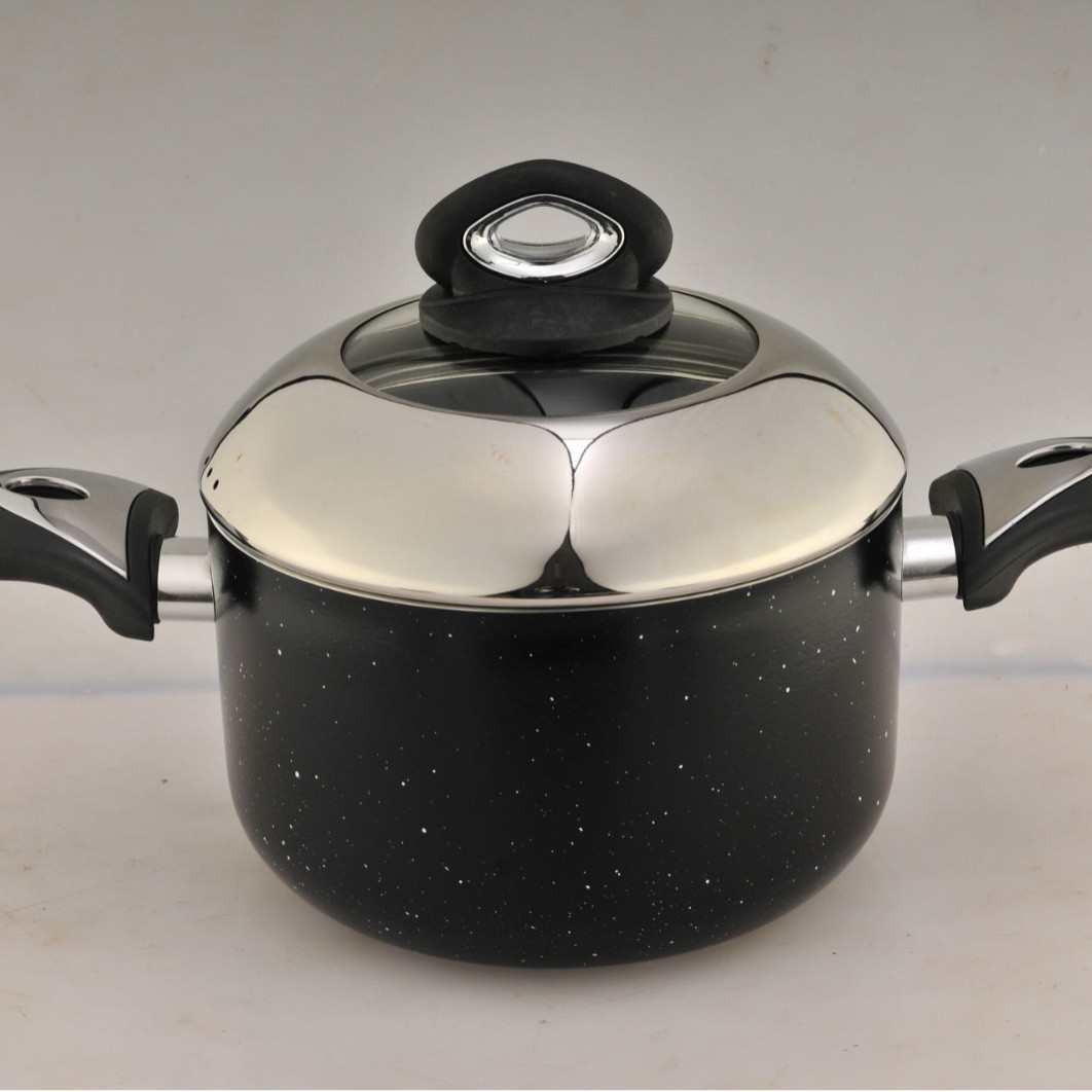 Suministro transfronterizo de nuevas ollas para sopa antiadherentes de aluminio fundido a presión, ollas para sopa de cerámica domésticas de 22 cm al por mayor