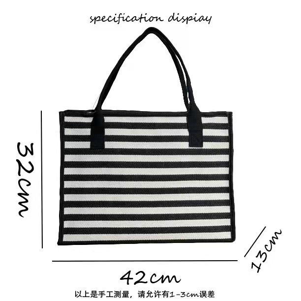 Cute lienzo a rayas de dibujos animados de gran capacidad tote mommy viaje viaje de viaje bolsa de compras muñeca de peluche bolso de hombro