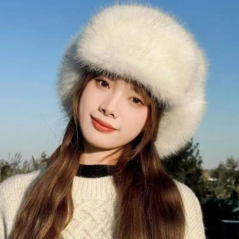 冬季防寒雷锋帽子户外防风毛绒护耳帽女加绒保暖滑雪防摔女款帽子|undefined