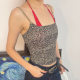 Niche Ra* Contrast Color Lace Elastic Slim Leopard Print Camisole for Women, Summer Youthful Cotton Knit High-Waisted Short Tank Top