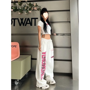 American Style European and American Style Trendy Dancing Jazz Dance Pants Trendy 2024 Women's Thin Street Drawstring Sports Pants Women's High Street