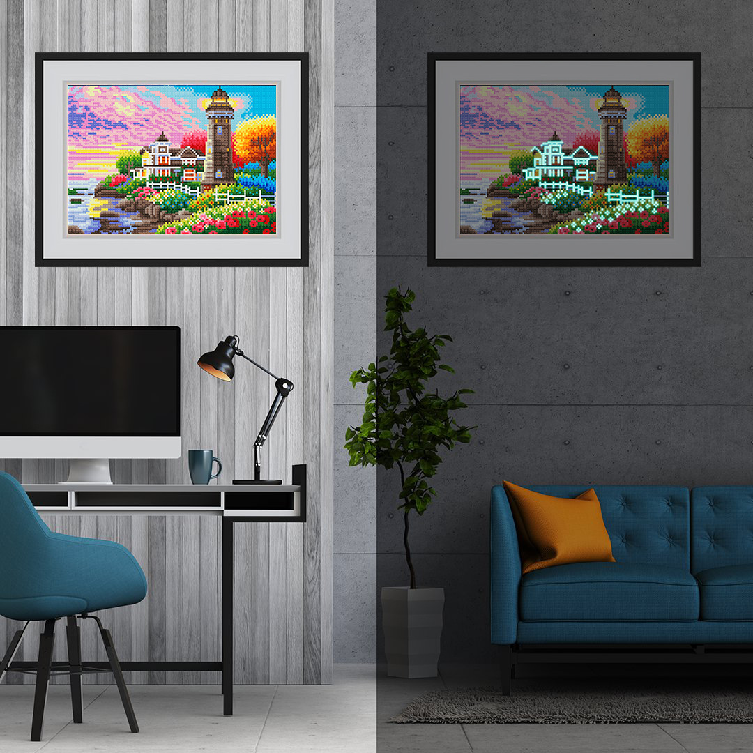 Explosiones transfronterizas pinturas de diamantes luminosas hechas a mano dormitorio sala de estar pinturas de diamantes perimetrales decoración luminosa sin marco