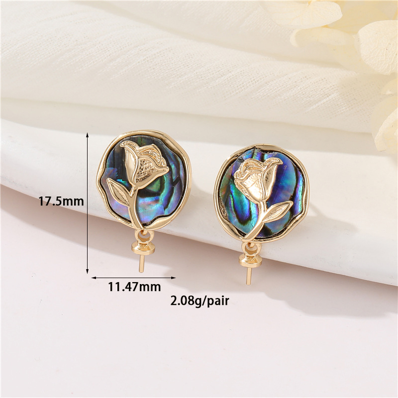 1 Pair Simple Style Geometric Plating Inlay Copper Malachite Turquoise Shell Ear Studs display picture 1