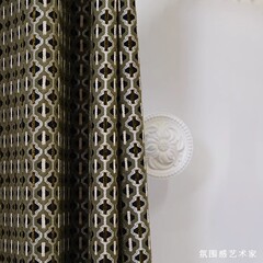 フランス式南洋中古風カーテン客間寝室高級感筋理幾何学レトロ緑シェニール新製品