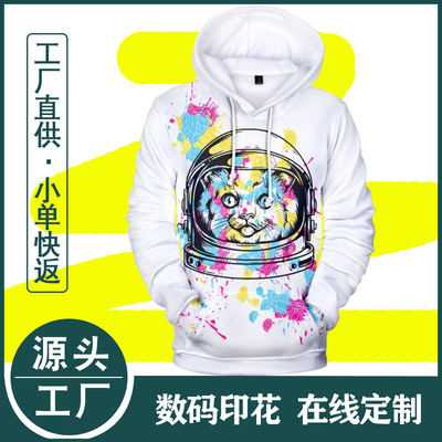 2022 Cross border Electricity supplier risk Digital printing Hooded Cap Sweater adult children Couples dress Space Cats