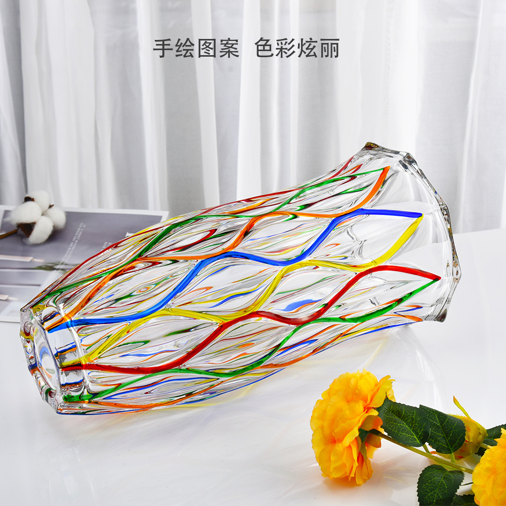 家居直播带货好物意大利同款手绘彩色花瓶水滴复古花瓶摆件高级感