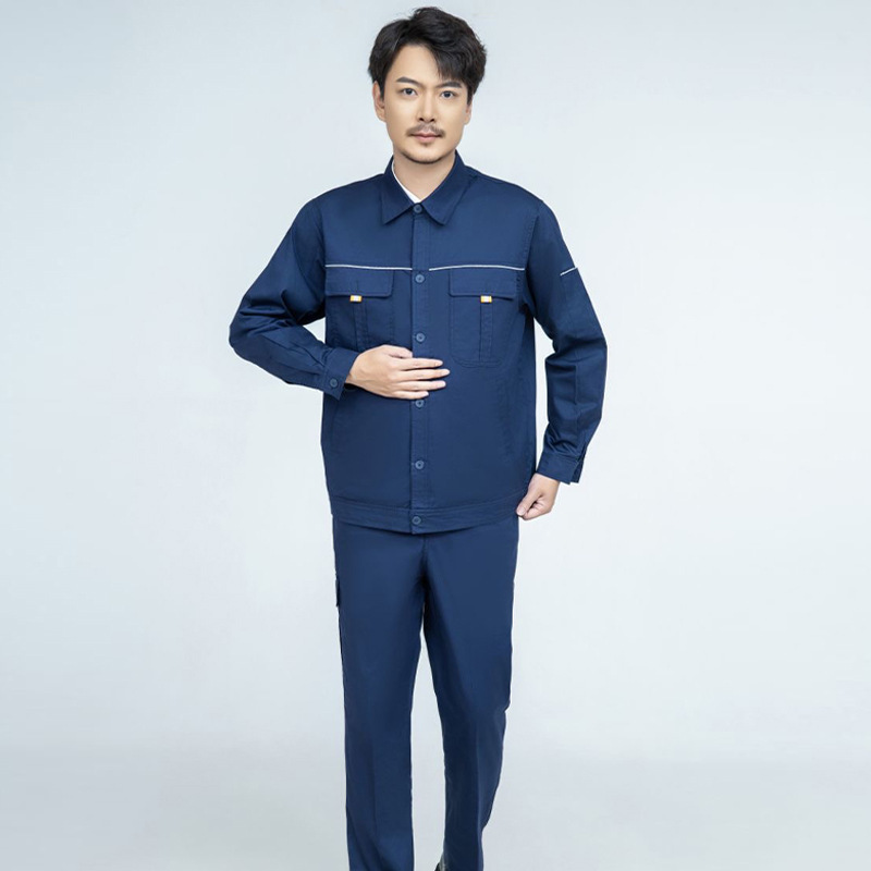 纯棉夏季薄款长袖吸汗透气工作服套装电焊汽修工地上衣耐磨劳保服|undefined