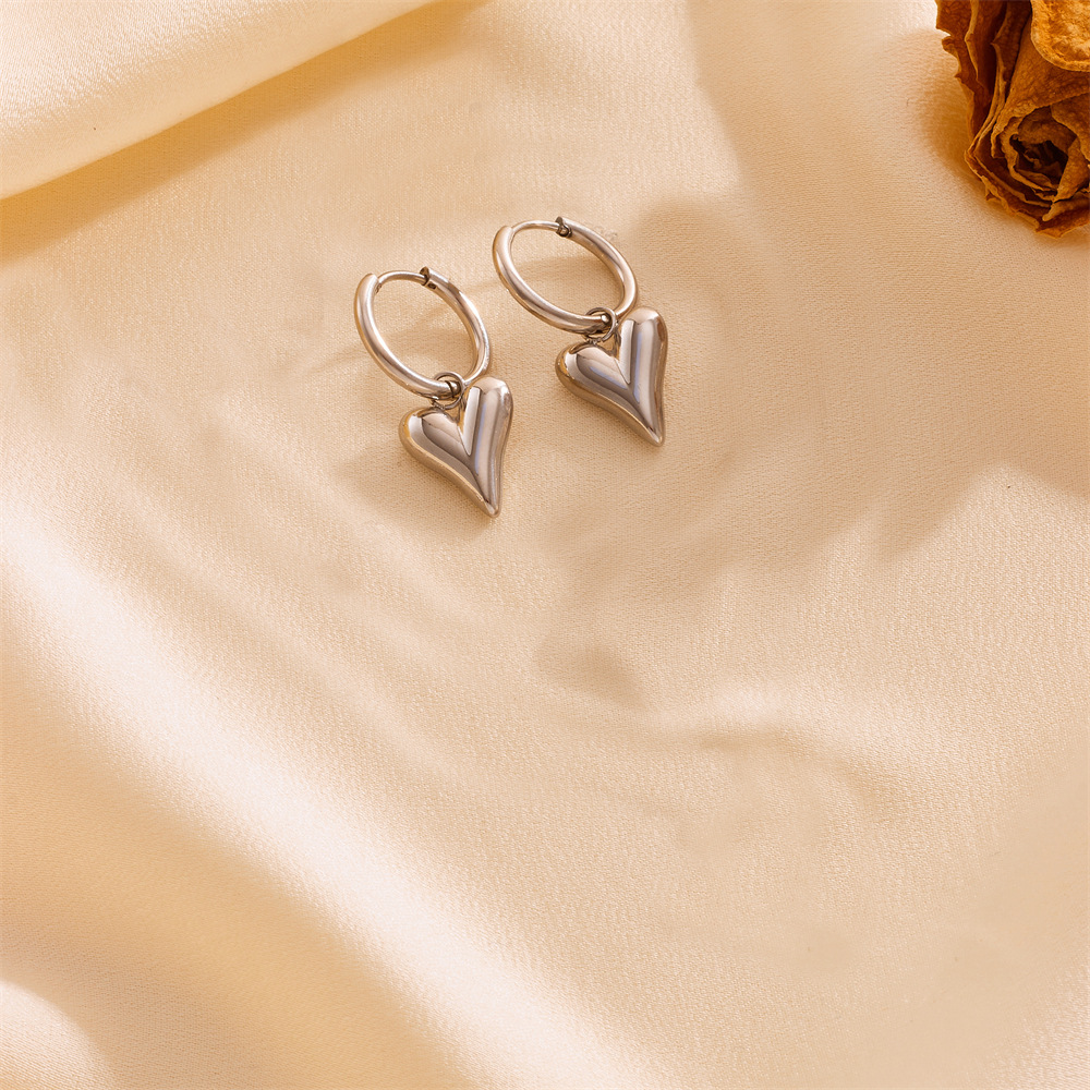 Pulsera de acero inoxidable Moda dulce acero inoxidable cuentas redondas buena suerte melocotón corazón amor colgante pendiente pulsera tobillera juego de collar