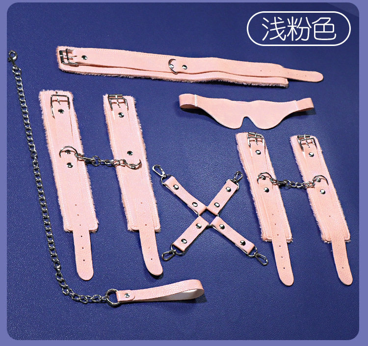 Jiuai SM Bondage Set, Plush Handcuffs and Nipple Clamps, 7-Piece Couple Play Kit — detail image 12
