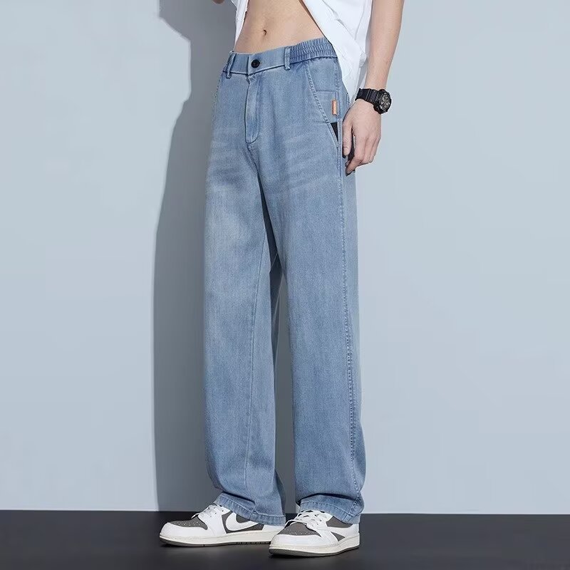2025 New Men's Jeans Spring Summer Korean Style Straight Loose Casual Versatile Long Pants Trendy Men's Clothing