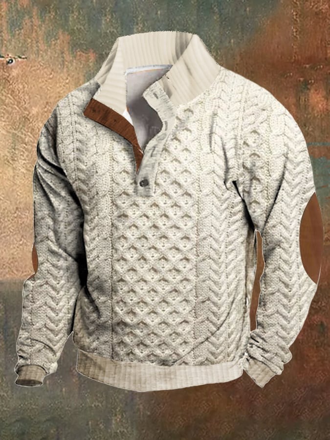 Men's Four-button Long-sleeved Sweater Image 11