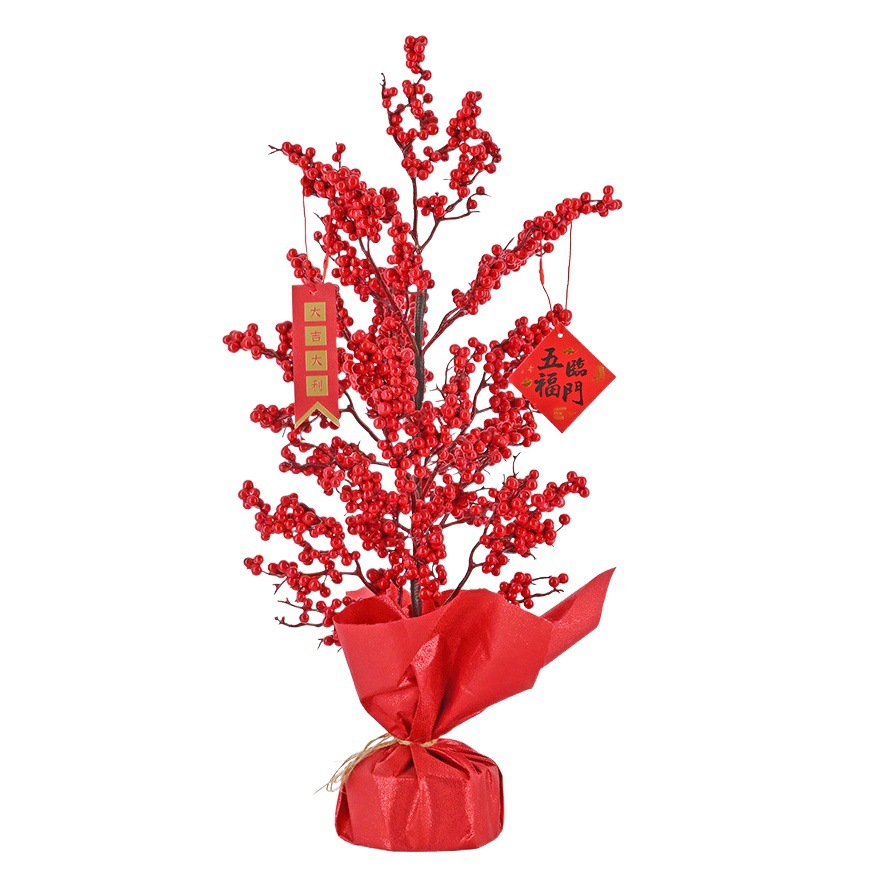 Festival de Primavera de Víspera de Año Nuevo flor artificial fortuna árbol olla Año Nuevo hogar sala de estar decoraciones festivas accesorios de tiro de la boda