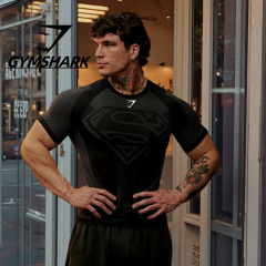 GYMSHARK健身T恤超人联名紧身衣男士训练运动骑行上衣速干高弹T恤
