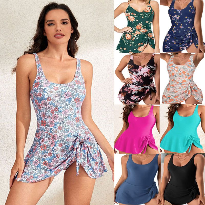 Huludao Swimwear Women's European and American Cross-Border Hot-Selling Sexy Skirt-Style One-Piece Swimsuit Printed I High-End Swimsuit