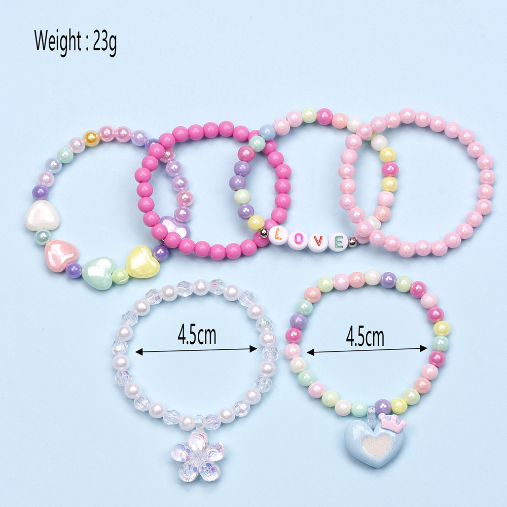 Cute Love Heart Shape Flower Resin Beaded No Inlaid Bracelets
