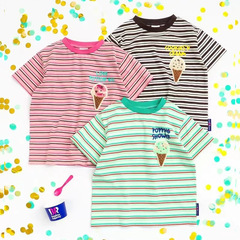 2024 Summer Cross-border Children's Clothing Instagram Style Daily Wear Children's Ice Cream Striped Casual Unisex Short Sleeve T-shirts