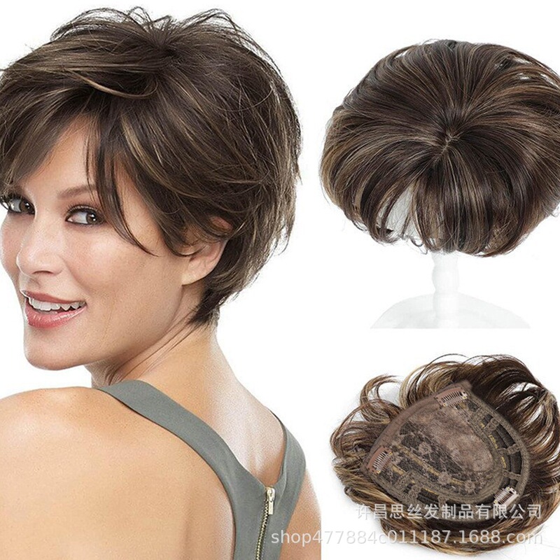 外国貿易の再髪のブロックをカバーして、ショートヘアのトップを修理します。hair Toppers女性のかつら許昌のかつら。|undefined