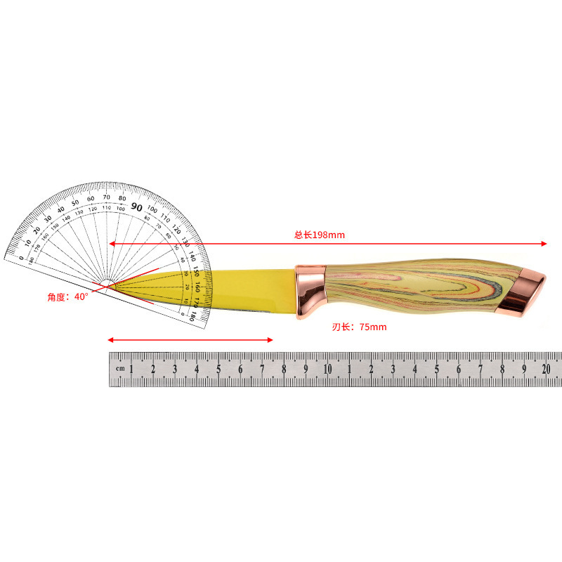 Fabricante mayorista de acero inoxidable con asiento de cuchillo de seis piezas conjunto de doble cabeza galvanizada mango de revestimiento multipropósito cuchillo de cocina juego de regalo