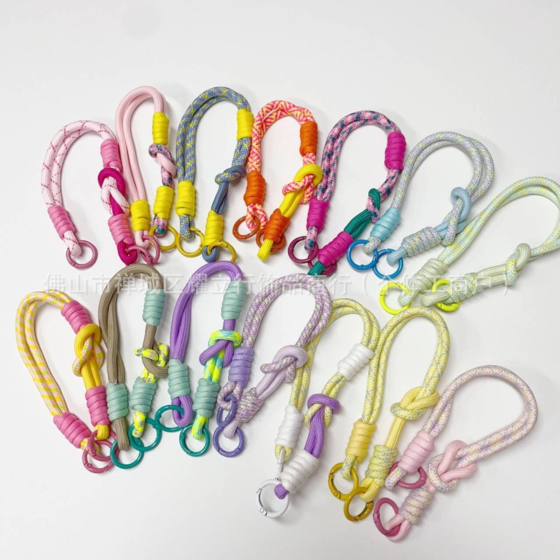 Dopamine Phone Case Color-Blocking Hand Strap Anti-Loss Rope Miu Series Bag Keychain Accessory DIY Parts