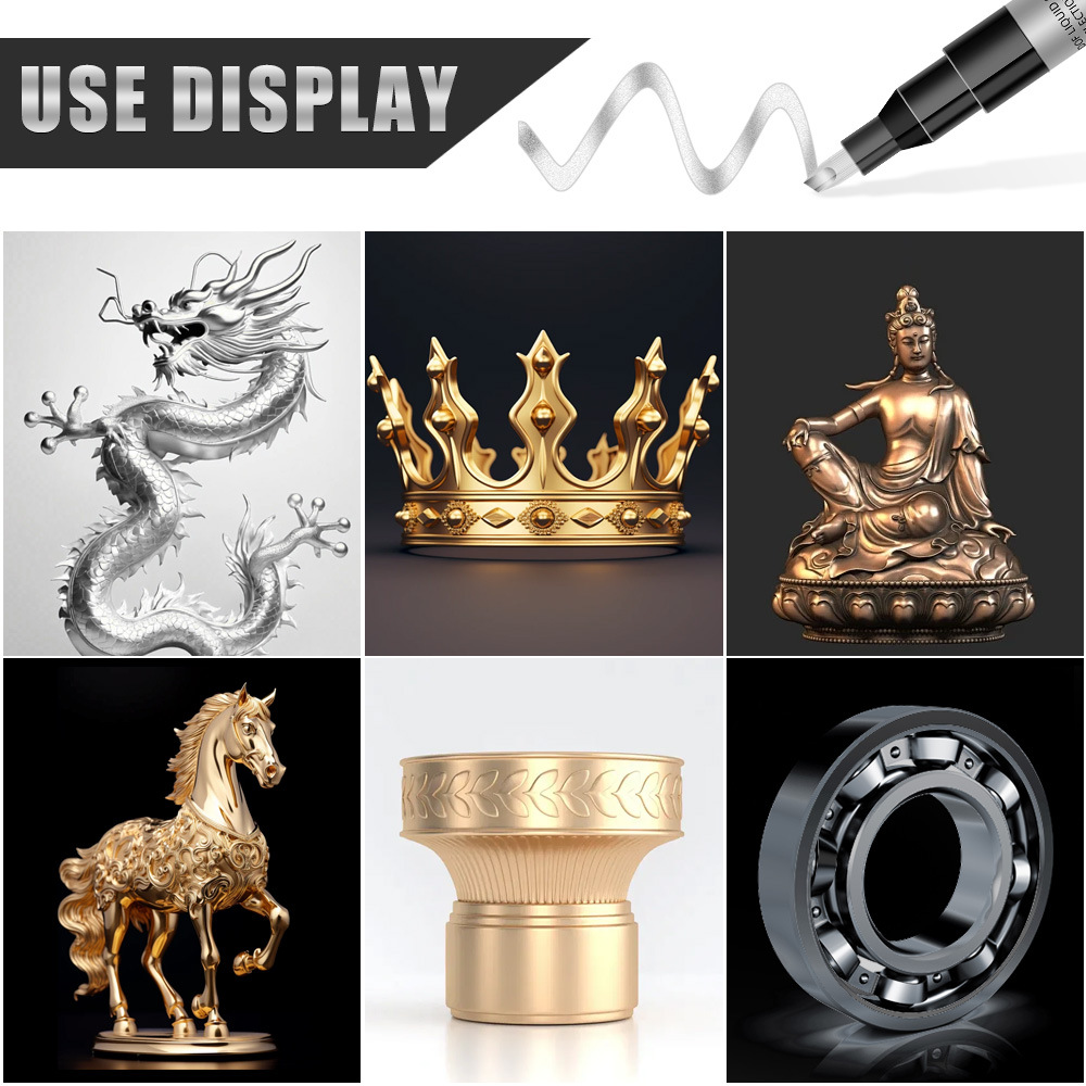 Lápiz de cromo de metal lápiz de marca lápiz de pintura de metal molde de tinta impermeable lápiz de reparación de pintura lápiz de firma líquida