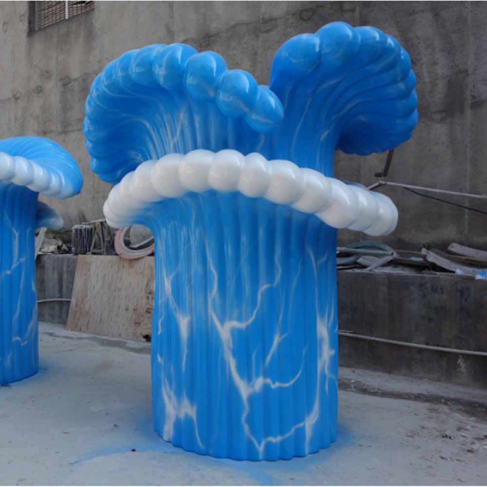铝箔玻璃钢造型制品 装饰柱子-海浪柱子，游乐园设备，海洋造型