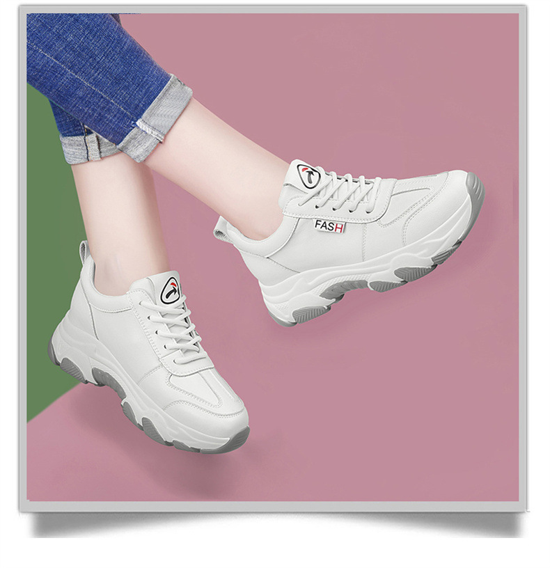 Giày sneaker chunky đế dày da thật nữ mới mùa xuân hè 2023 — DH 58316 mét xám (rỗng) mẫu mùa hè cao gót 5 cm, DH 58220 trắng xanh lá cây mẫu mùa hè cao gót 5 cm, DH 58302 trắng (mặt da) cao gót 5 cm, DH 58302 be xám (mặt da) cao gót 5 cm chi tiết 12