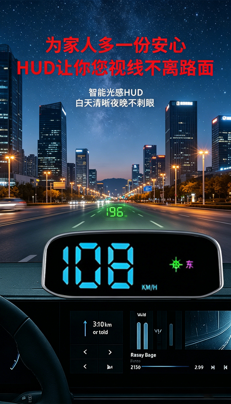 New solar HD precision HUD head-up display dual system GPS Beidou car electronic dog voice broadcast