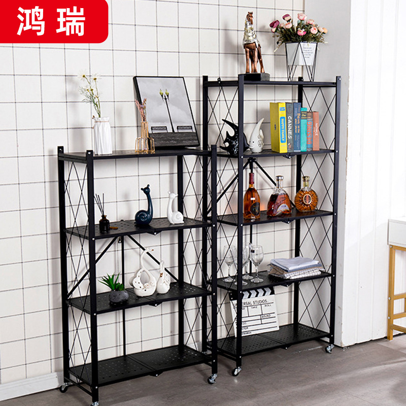 Instalación de acero inoxidable plegable libre de almacenamiento rack hogar microondas horno en capas rack de almacenamiento de cocina extraíble rack de almacenamiento