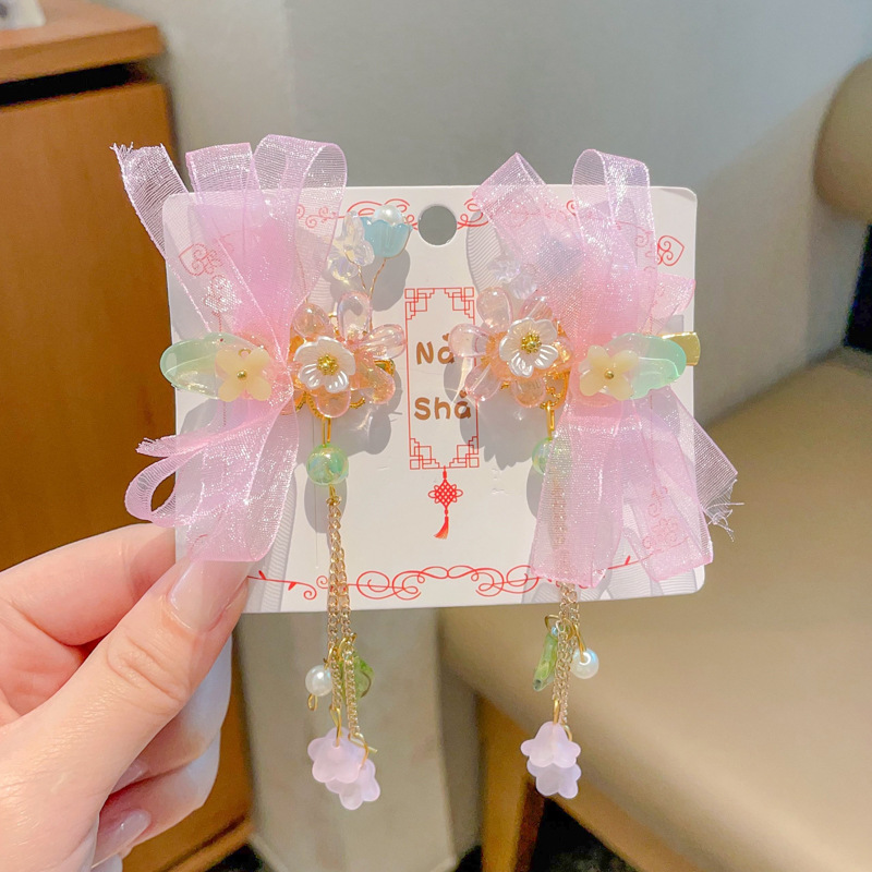 Chica de Hanfu tocado de los niños traje antiguo princesa borla horquilla estilo chino niña paso horquilla clip de pelo