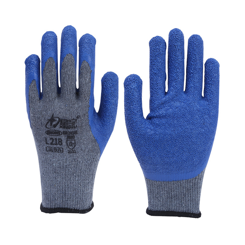 Guantes impregnados de látex en stock al por mayor de látex impregnado arrugas antideslizante Protección Laboral guantes de protección de látex Xingyu L218