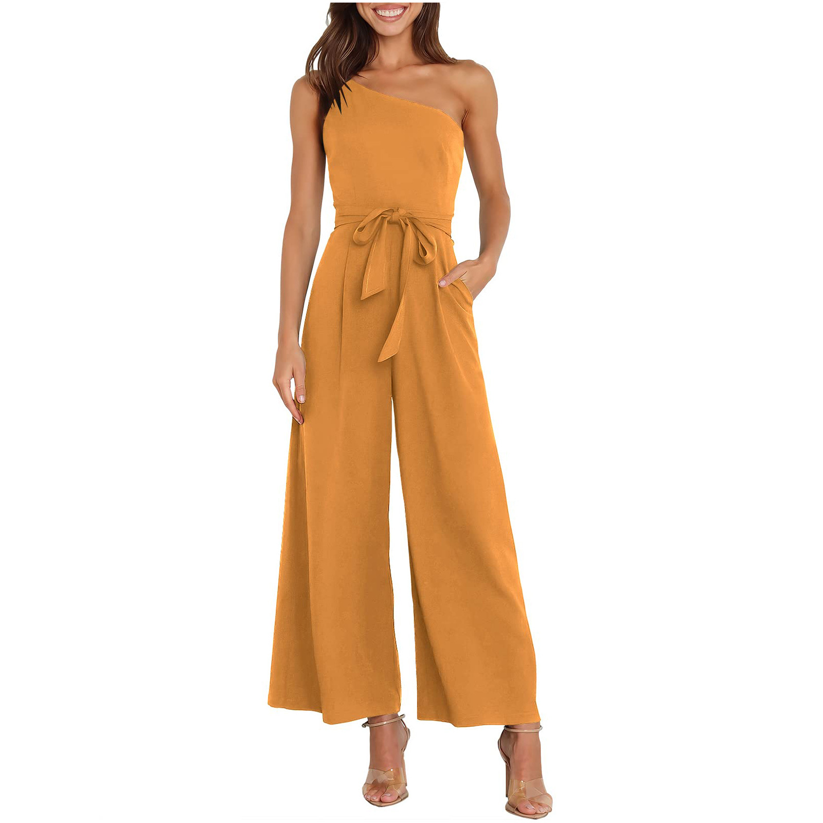 2024 Europa y América Transfronterizo Amazon Primavera y verano Temperamento Commuter Color sólido Pantalones directos Sin tirantes Mono Mujer