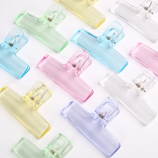 Transparent Jelly Color Small Clip Acrylic Test Paper Binder Clip Document Organizer Clip Office Swallowtail Clip Wholesale