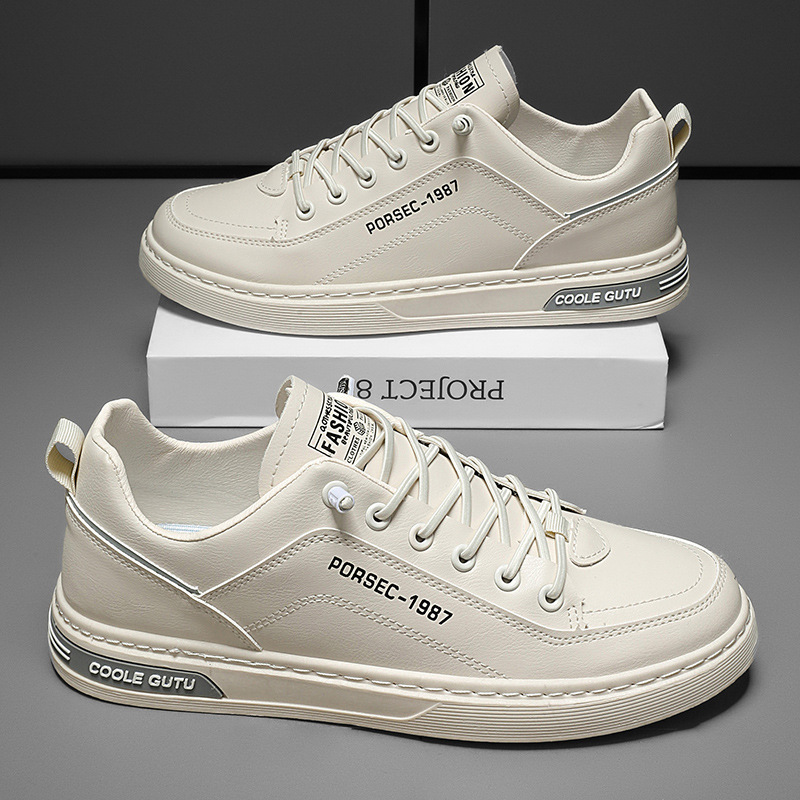 Zapatos de hombre de tendencia de otoño versátiles zapatos planos de pie bajo zapatos de cuero casuales de hombre impermeables pequeños zapatos de primavera y otoño