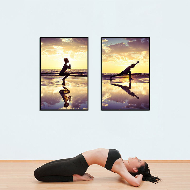 Yoga Studio Decorative Painting, Human Body Art Promotional Poster, Wall Art, Beauty and Body Art Mural, Nordic Style, Simple and Minimalist