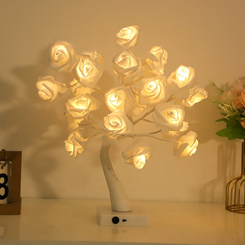 LED фонарь, настольная лампа для спальни на День святого Валентина, розы, подарок на день рождения