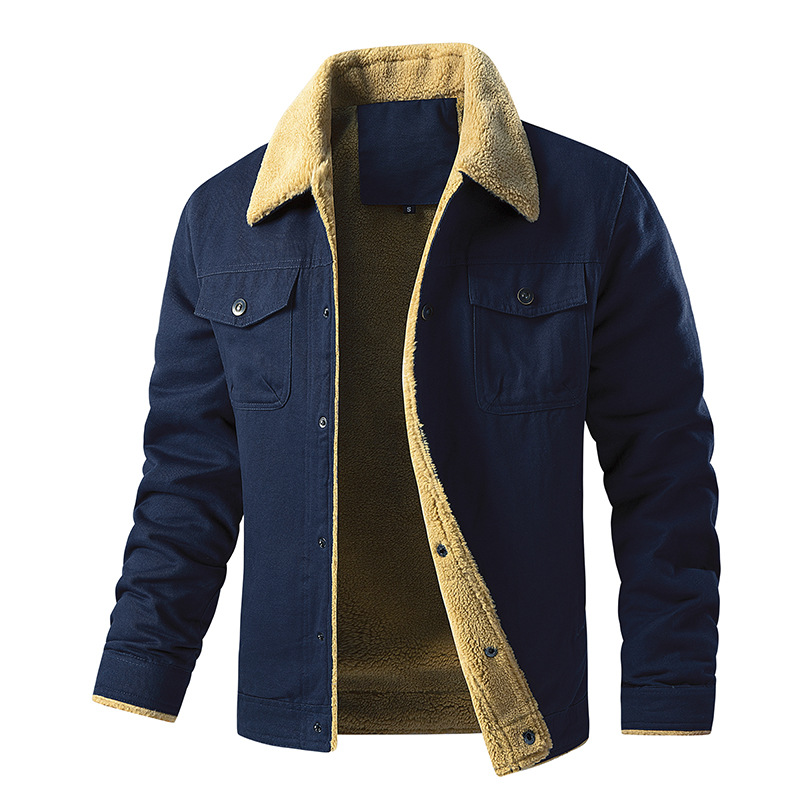 Herren Winter Arbeitsjacke Mit Plüschfutter Und Vielen Taschen_voghion.com