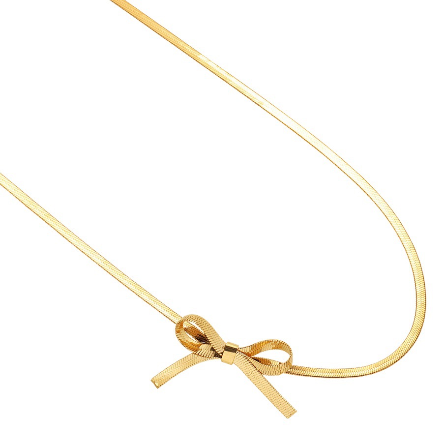Collar Gargantilla Lazada, Acero Inoxidable Bañado en Oro Rosa