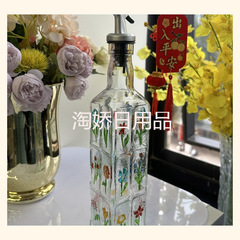 楽芙家庭用キッチン酢瓶油瓶油瓶調味料瓶醤油瓶方形模様食品級レトロ浮き彫り瓶