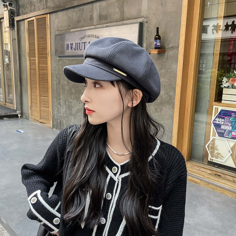 El otoño y el Invierno nueva carta octogonal sombrero de estilo Japonés artístico retro versátil pintor boina grande circunferencia la cabeza tapa enarbolada