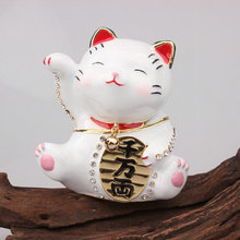 金属珐琅彩首饰盒创意家居卡通日式和服招财猫祈愿摆件桌面装饰