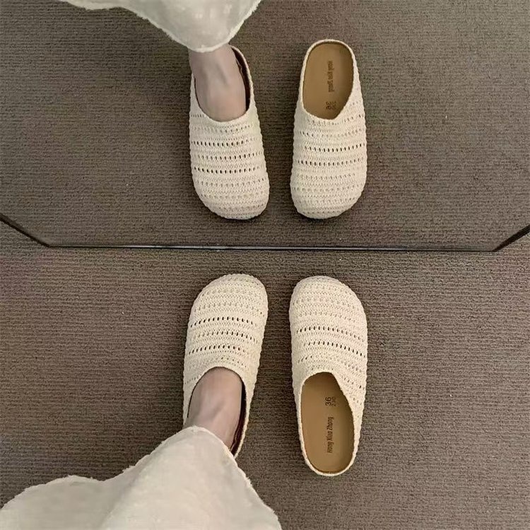 Zapatillas de tejido franceses huecas transpirables para mujeres verano 2026 cabeza de bolsa Muller zapatillas de mujer francesas image 9
