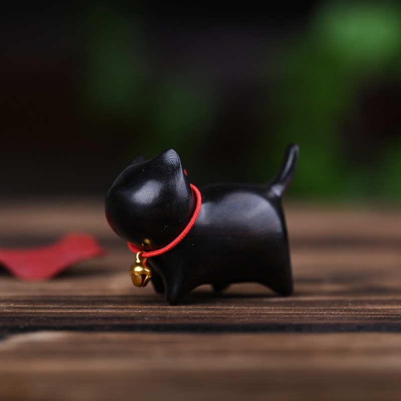 虹の木の彫刻のかわいい猫の手の件の虹の首をかしげる子猫のミニのデスクトップの置物の工芸品の家庭のアイデア|undefined