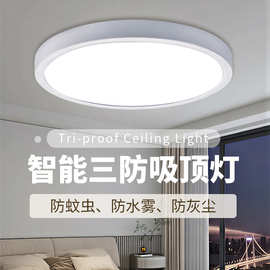 跨境超薄20W 三色温吸顶灯智能调控客厅圆形大灯网红卧室睡眠灯