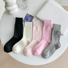 襪子女韓版miu風波浪紋堆堆襪春夏甜美少女學院風搭小皮鞋長筒襪
